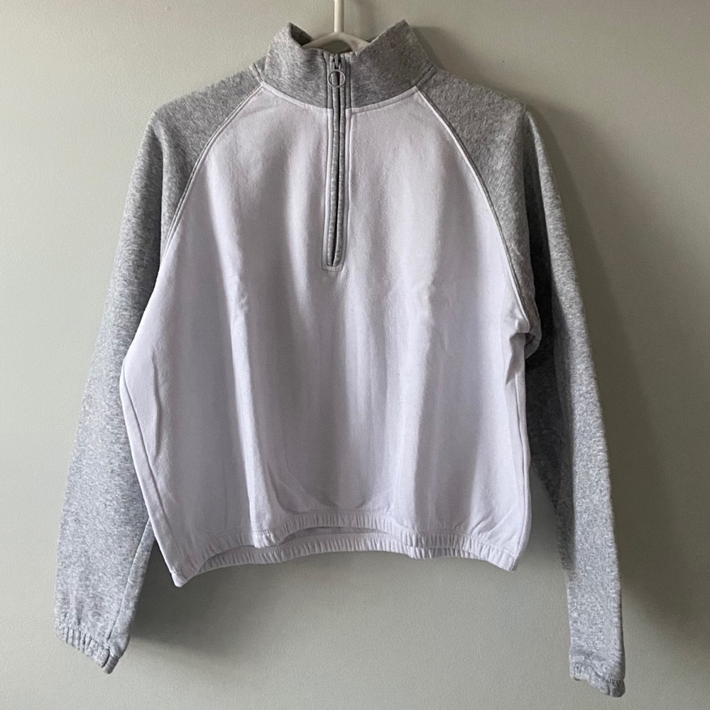 Garage Grey and White Cropped Long Sleeve